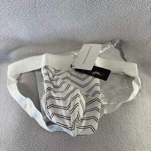 Todd Sanfield Underwear men's Small White Two Line Chevron Supima Jock Strap NEW